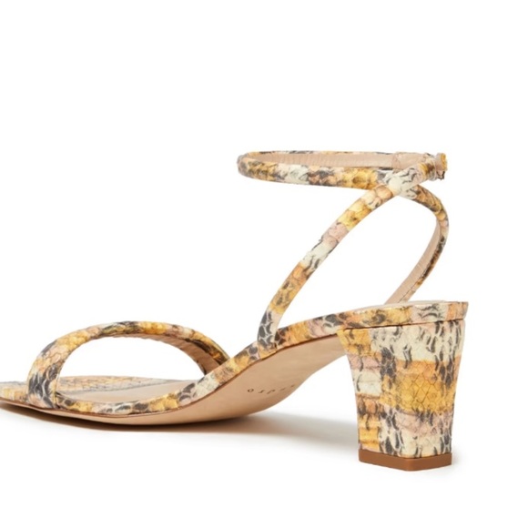 Sandro Ankle wrap around Maeva Yellow Brown snake-effect leather sandal 8 Animal - Picture 3 of 11